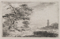 TvB G 0438
<br/>
Kerktoren bij zandvlakte
<br/>
<em>Brussel, Hermanus van (1763-1815)</em>